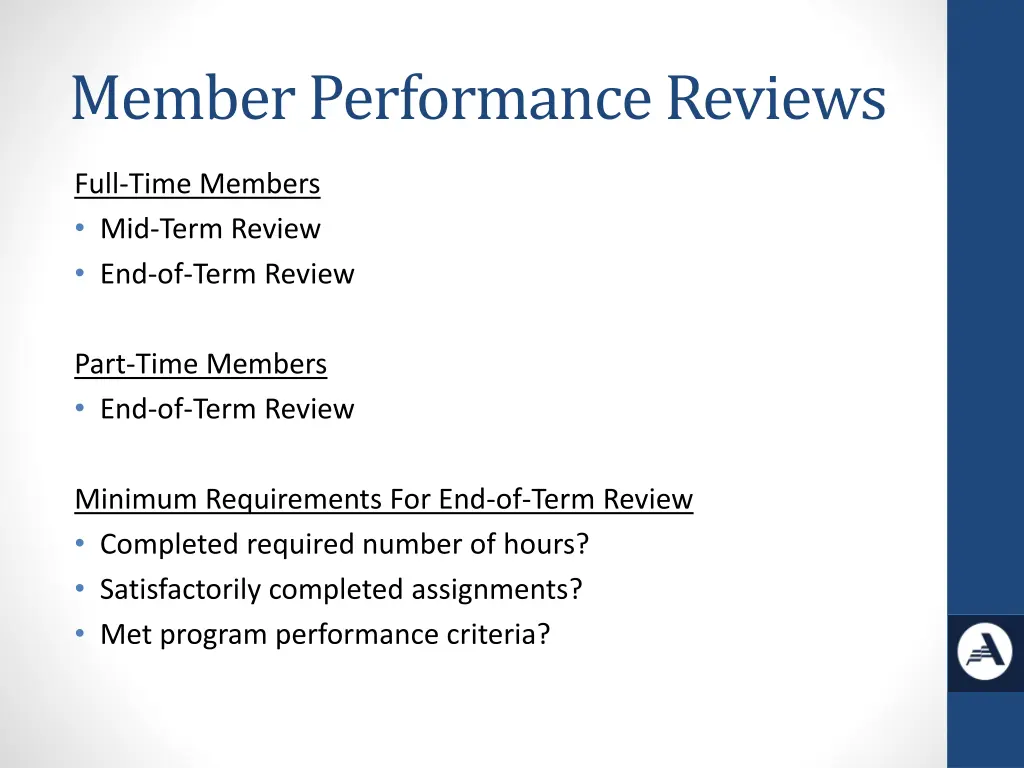member performance reviews