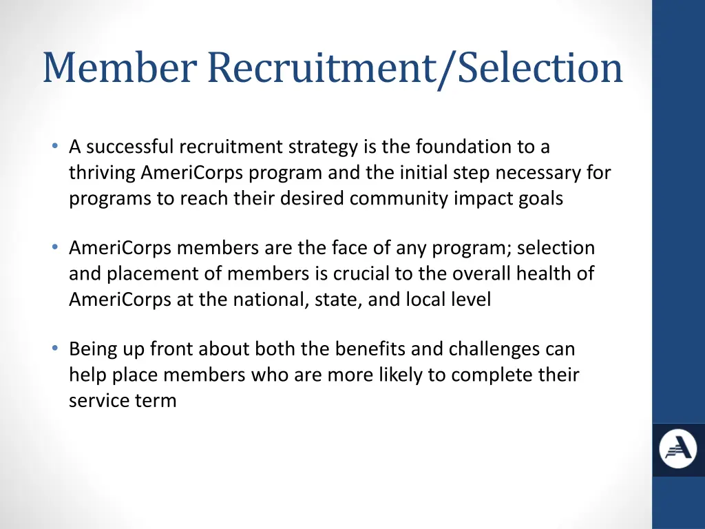 member recruitment selection