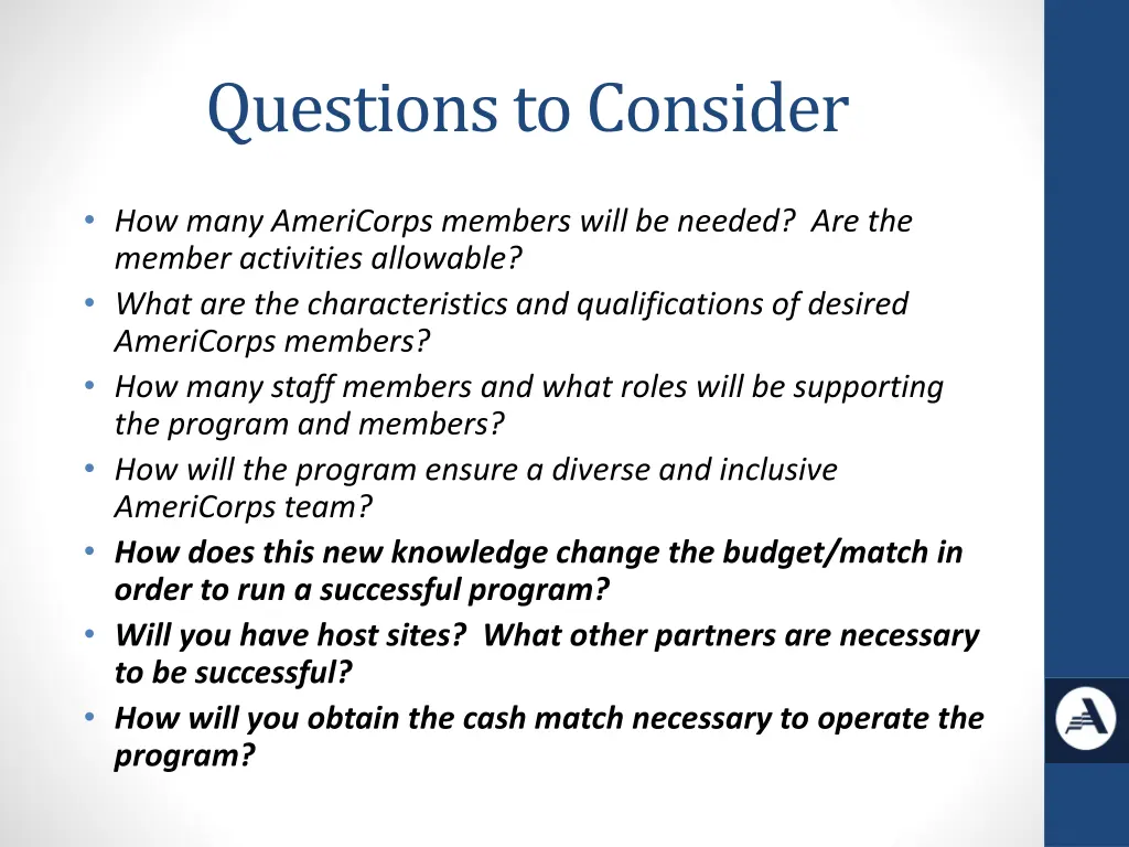 questions to consider