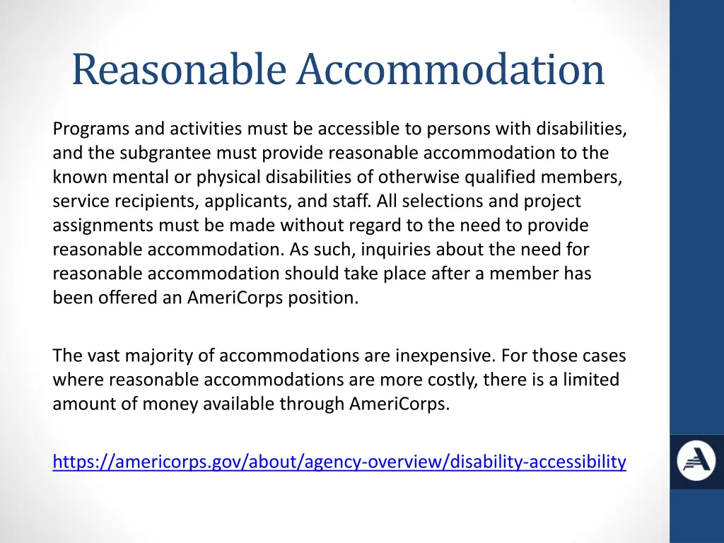 reasonable accommodation