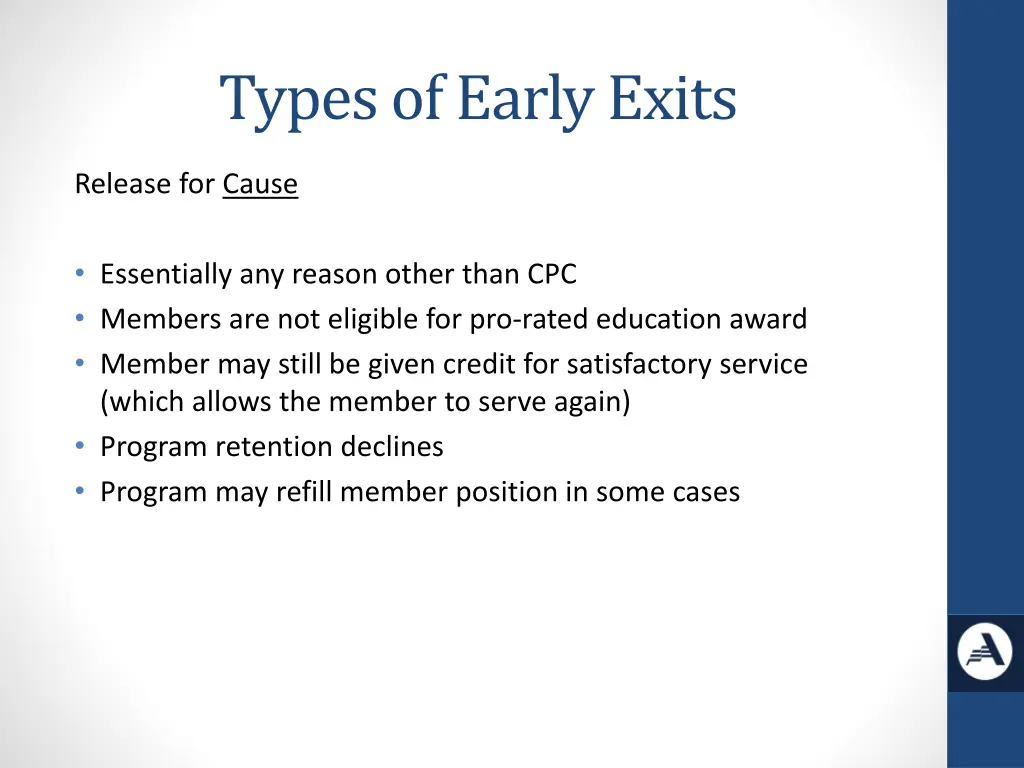 types of early exits 4