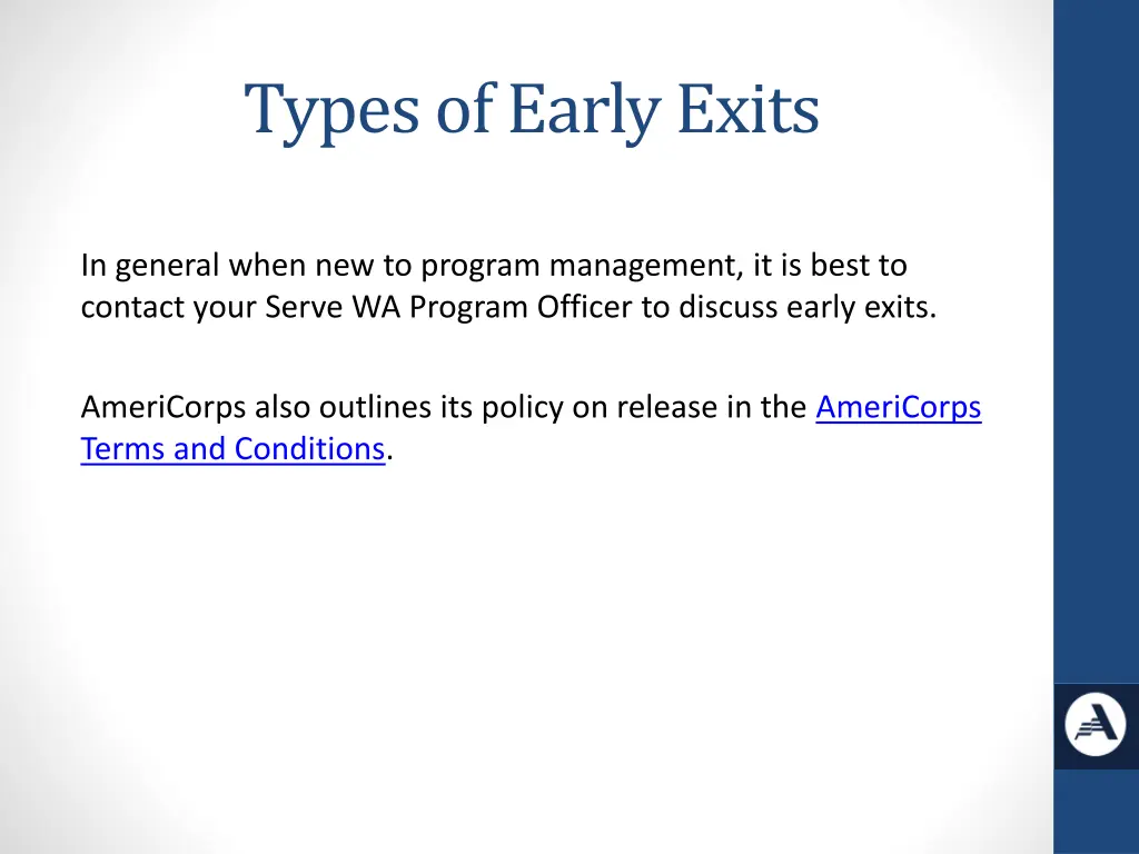 types of early exits 5