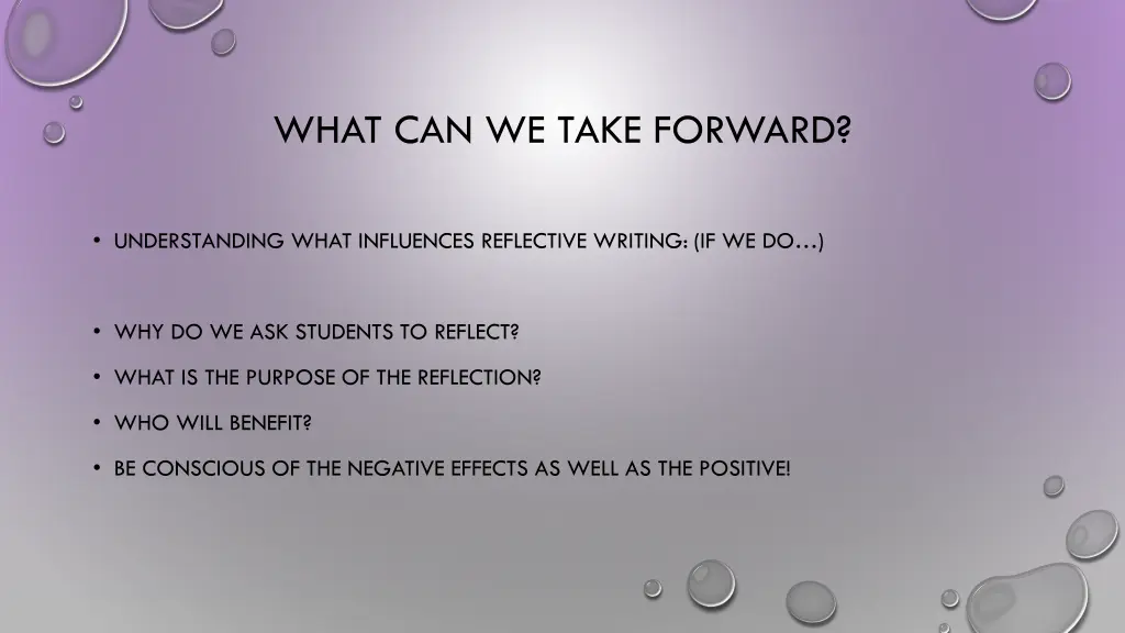 what can we take forward