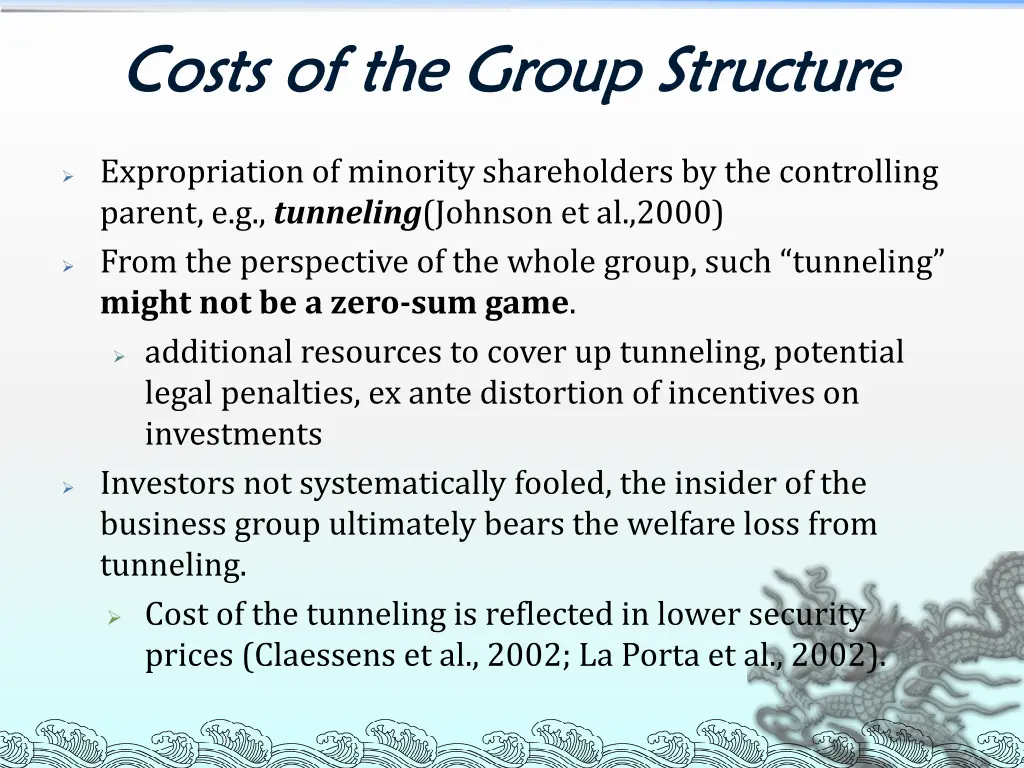 costs of the group structure costs of the group