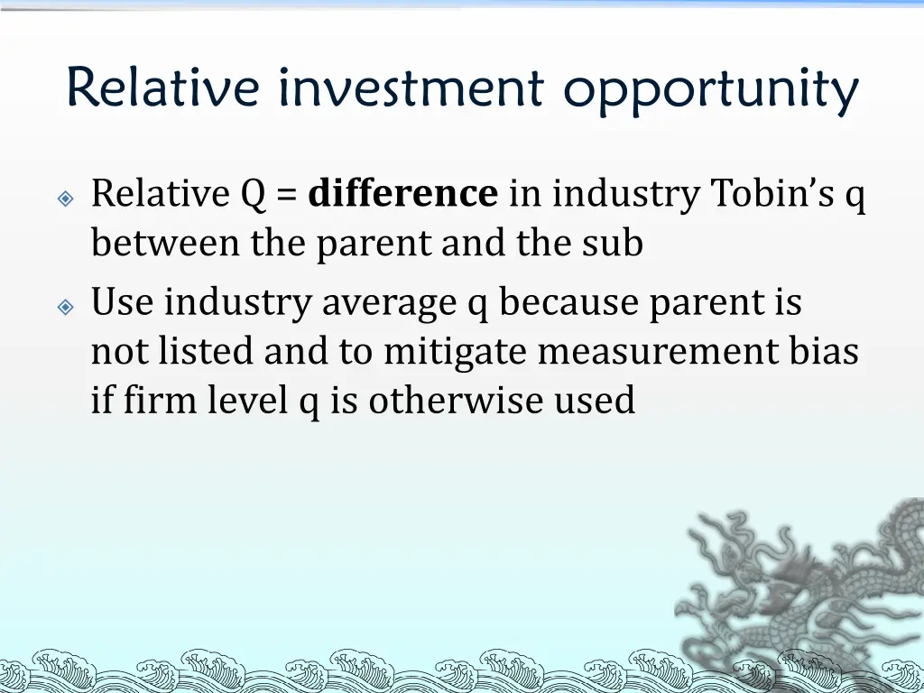 relative investment opportunity