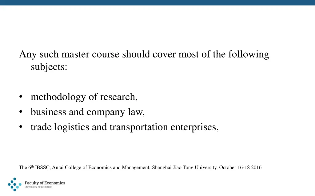 any such master course should cover most