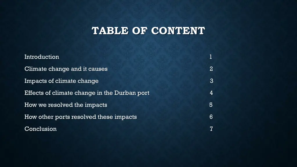 table of content