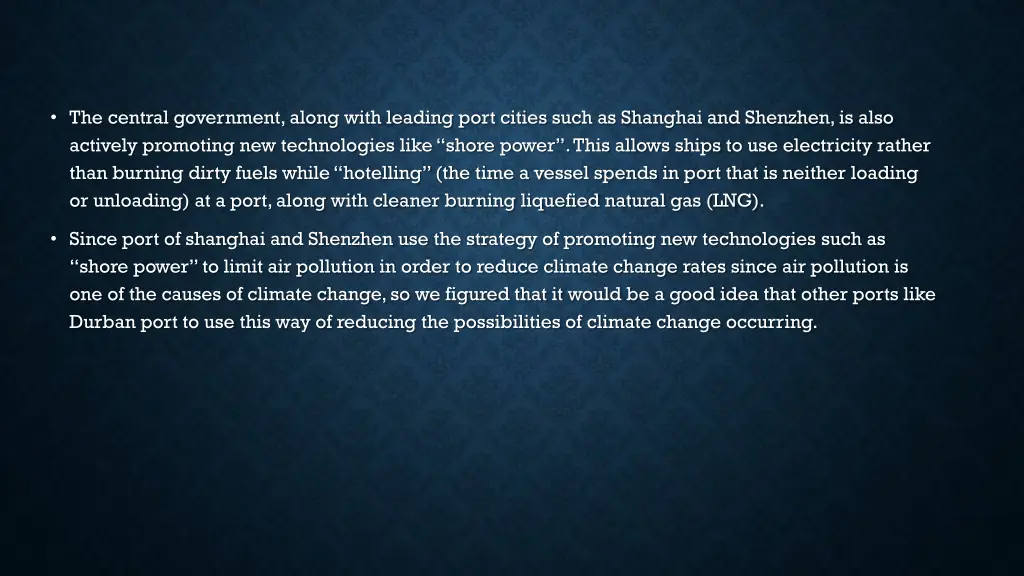 the central government along with leading port