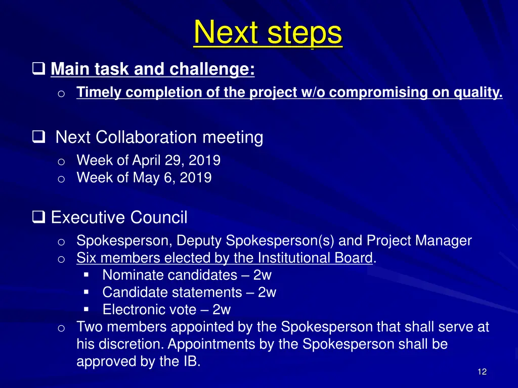 next steps