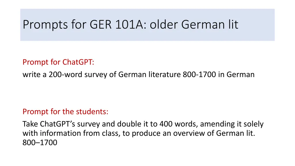 prompts for ger 101a older german lit