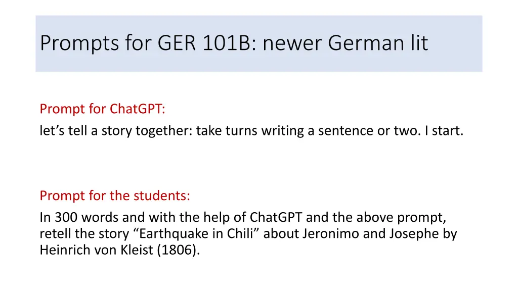 prompts for ger 101b newer german lit