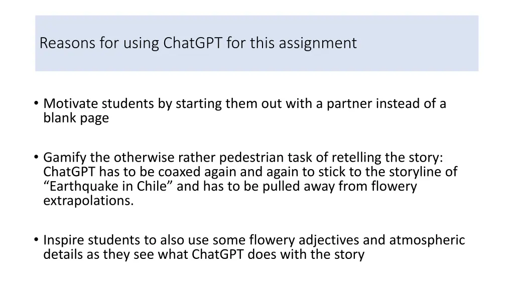 reasons for using chatgpt for this assignment 1