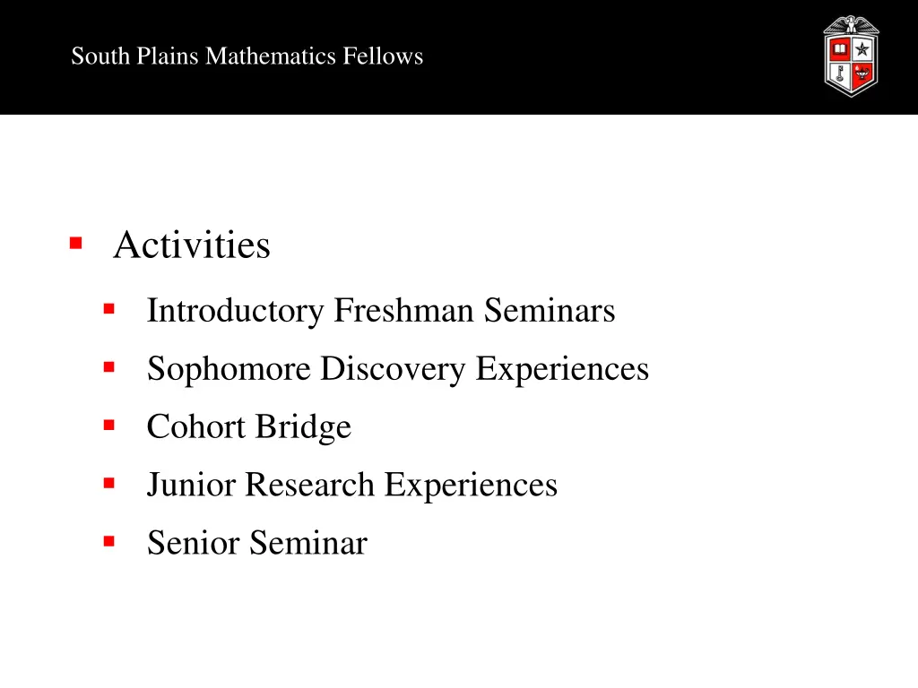 south plains mathematics fellows 2