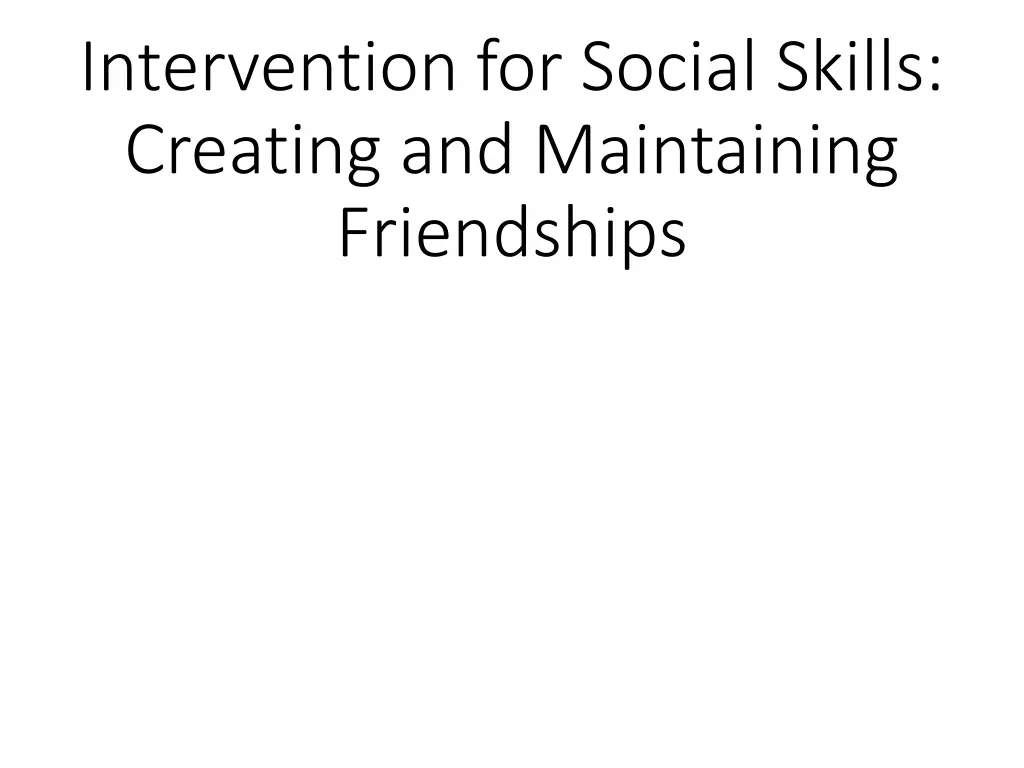 intervention for social skills creating