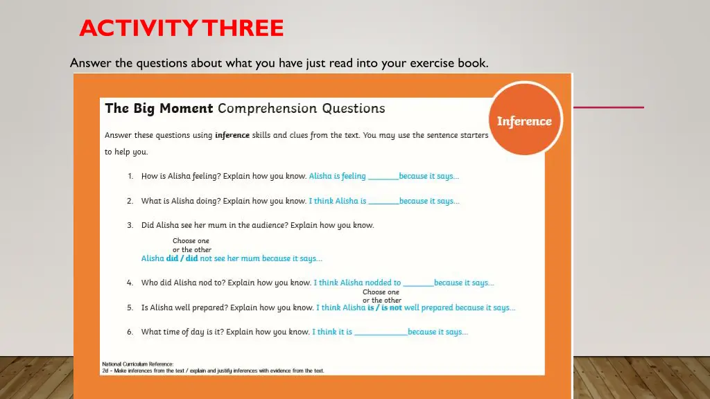 activity three answer the questions about what