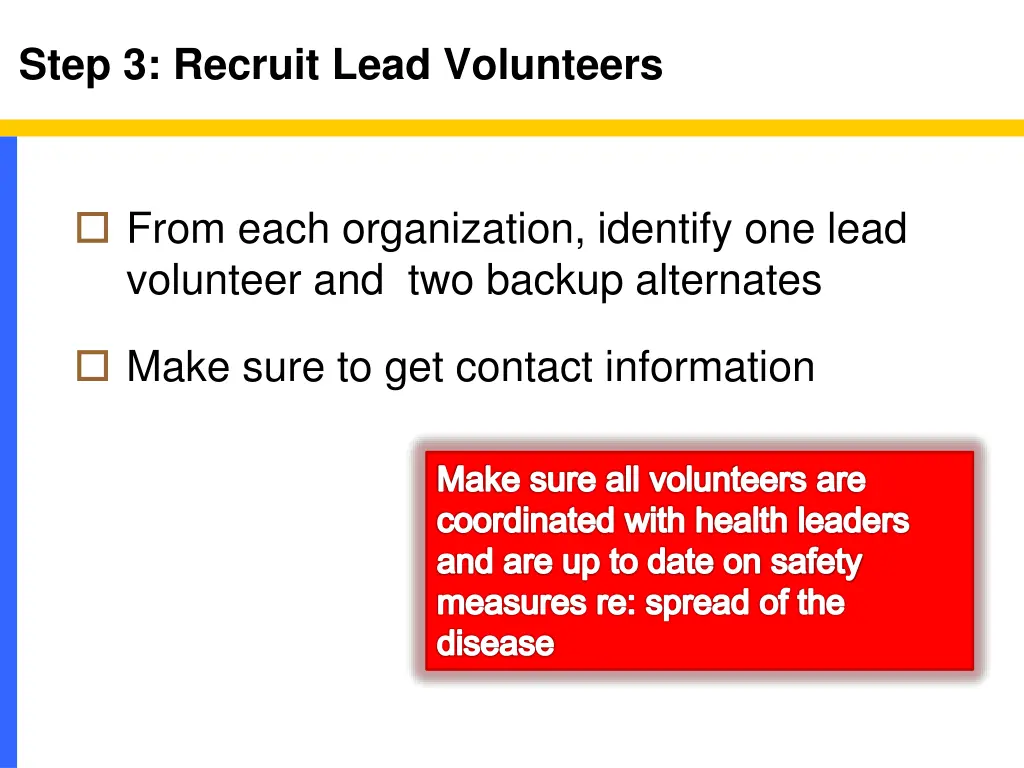 step 3 recruit lead volunteers 1