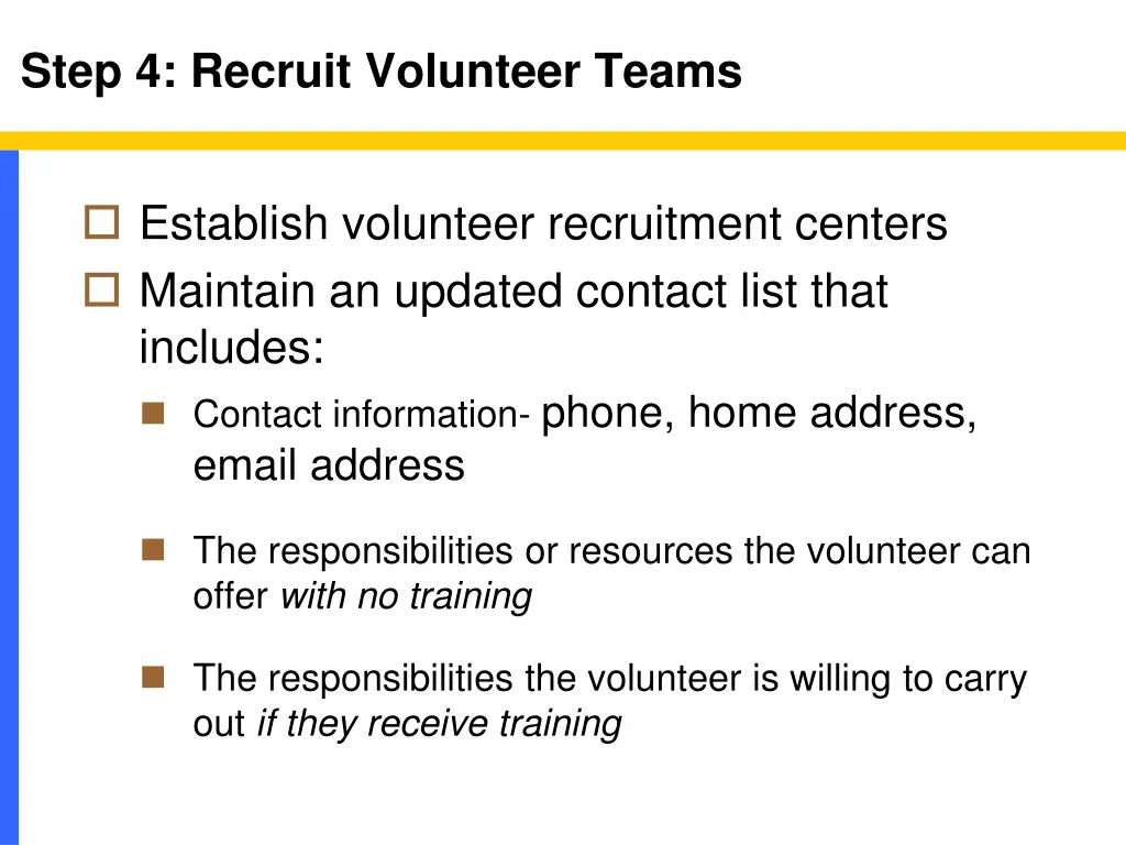 step 4 recruit volunteer teams 1