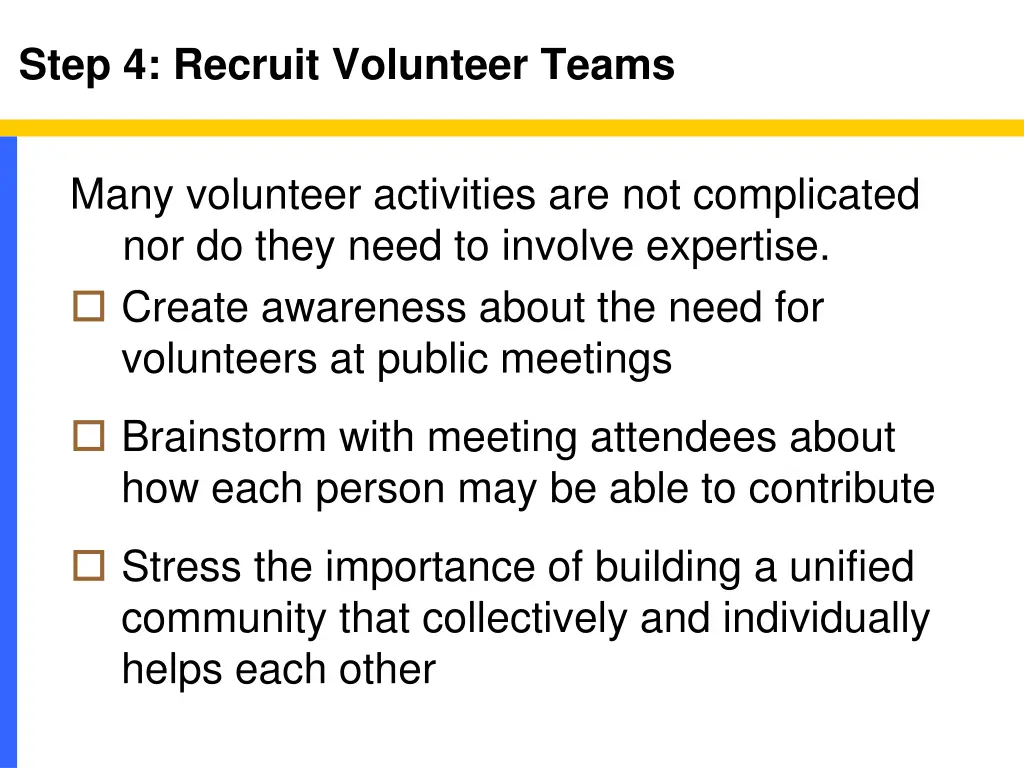 step 4 recruit volunteer teams
