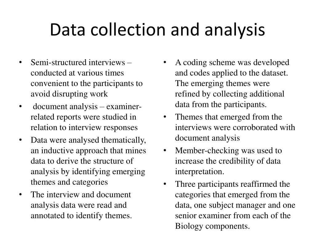 data collection and analysis