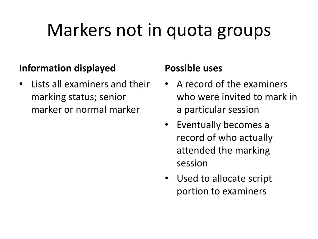 markers not in quota groups