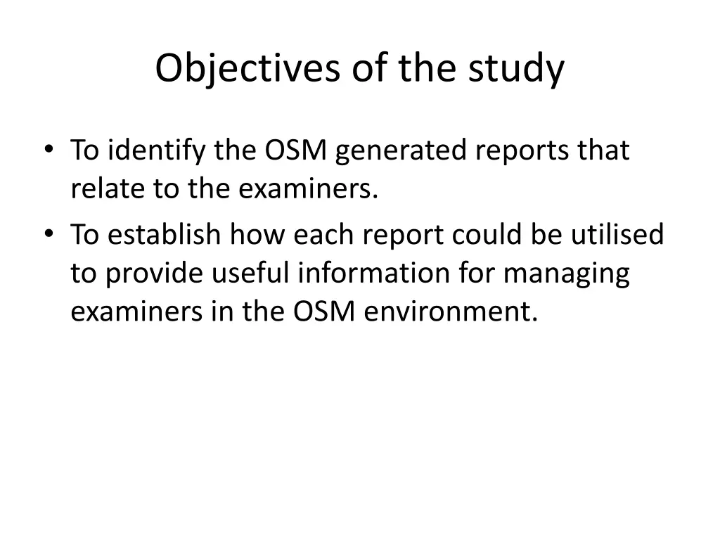 objectives of the study