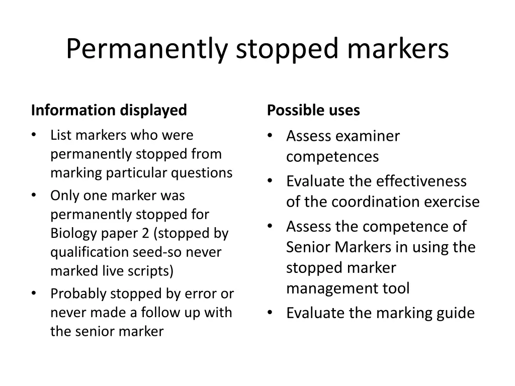 permanently stopped markers