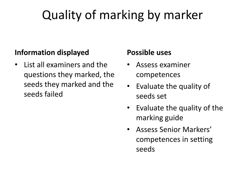 quality of marking by marker