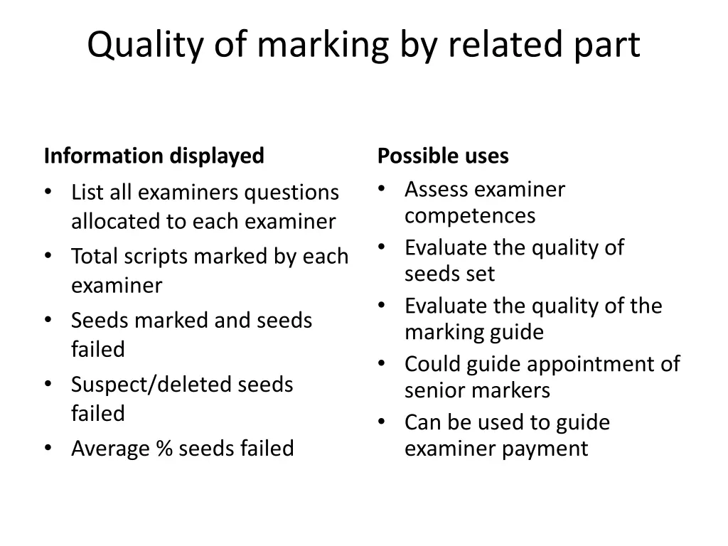 quality of marking by related part 1