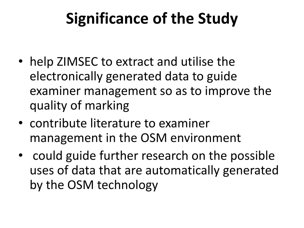 significance of the study