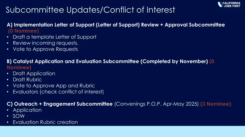 subcommittee updates conflict of interest