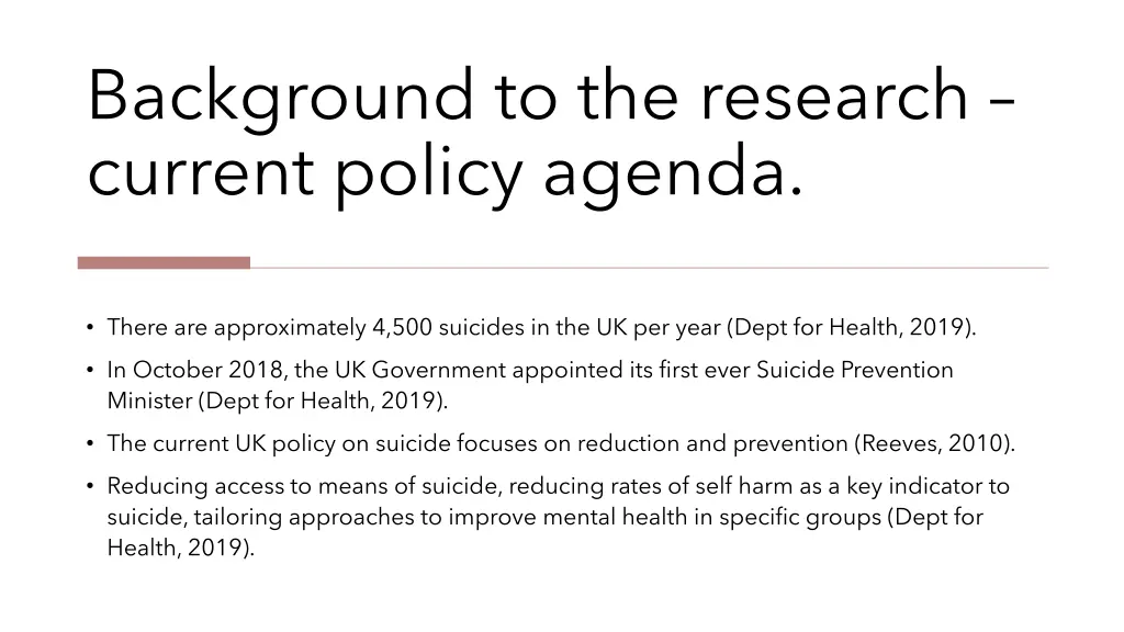 background to the research current policy agenda