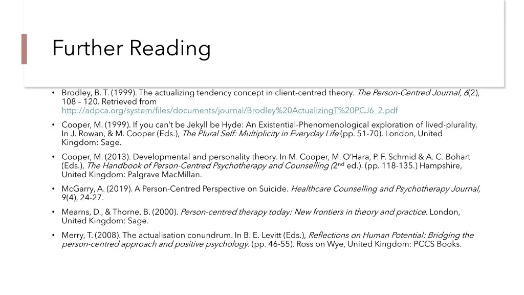 further reading