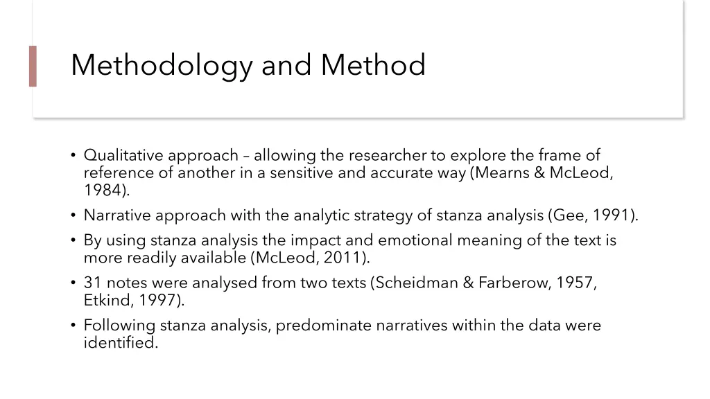 methodology and method