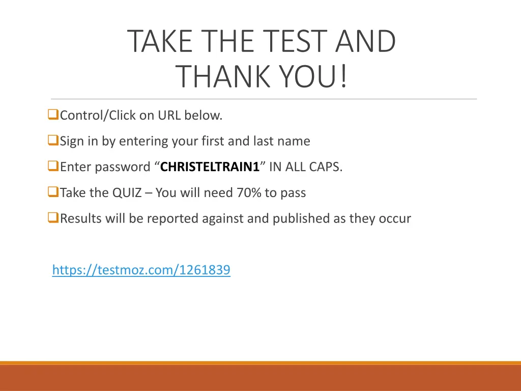 take the test and thank you