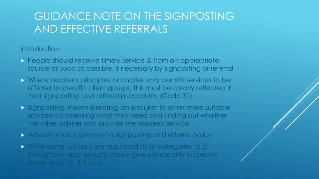 guidance note on the signposting and effective 1