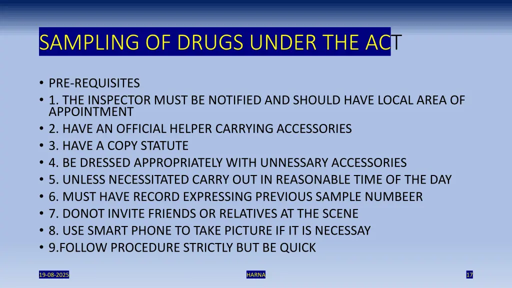 sampling of drugs under the act
