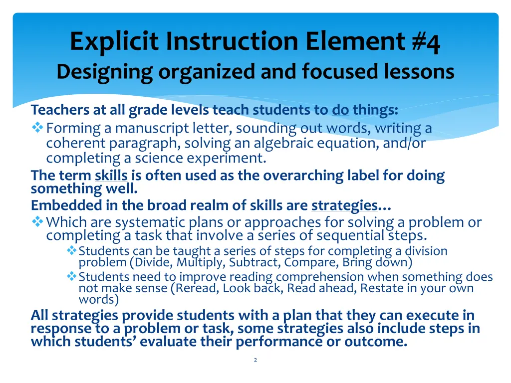 explicit instruction element 4 designing