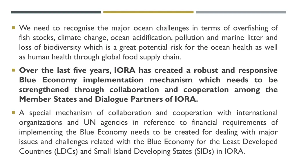 we need to recognise the major ocean challenges