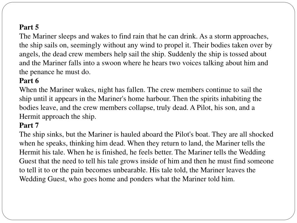 part 5 the mariner sleeps and wakes to find rain