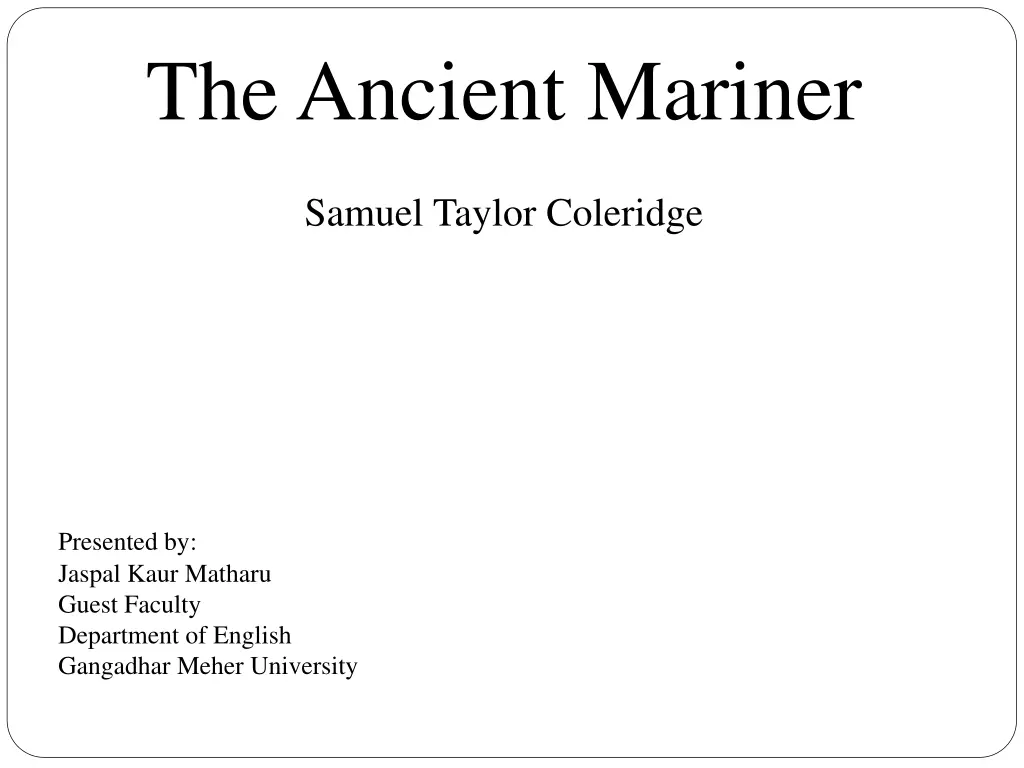 the ancient mariner