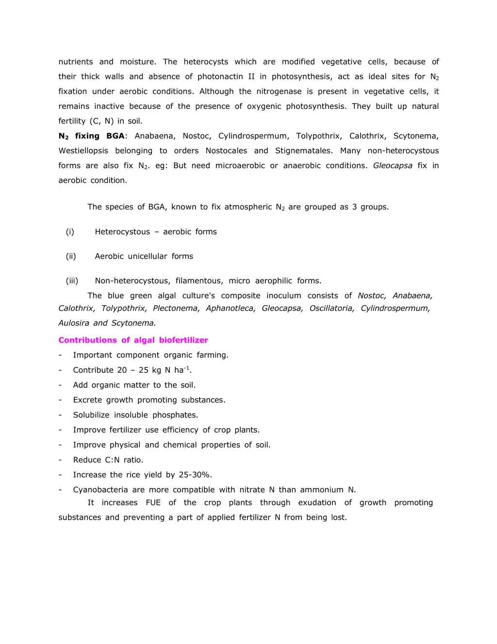 nutrients and moisture the heterocysts which