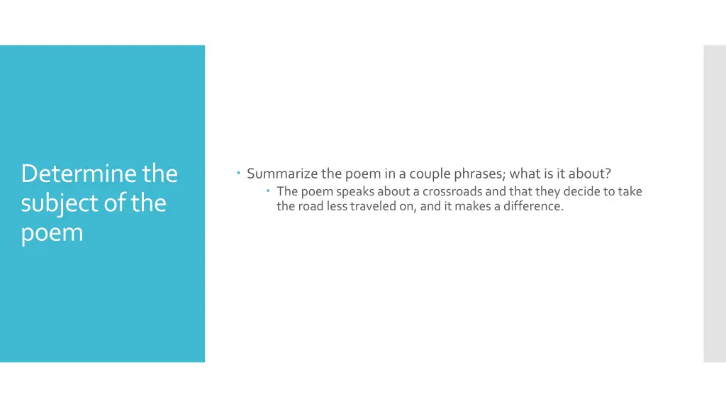 determine the subject of the poem
