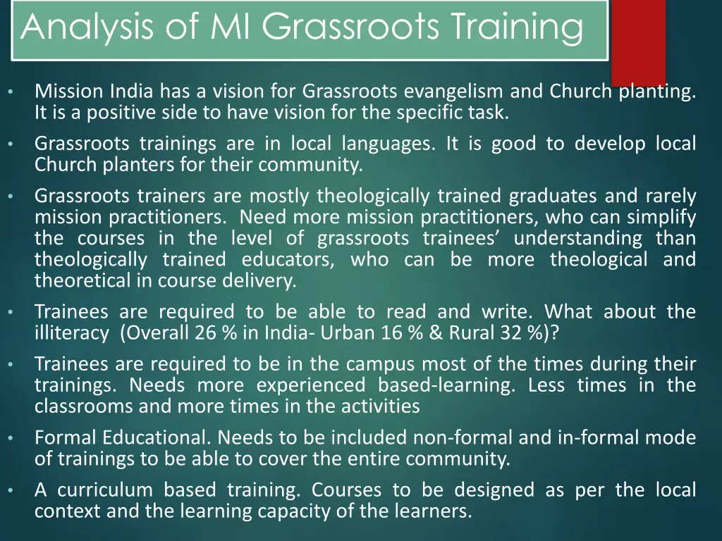 analysis of mi grassroots training