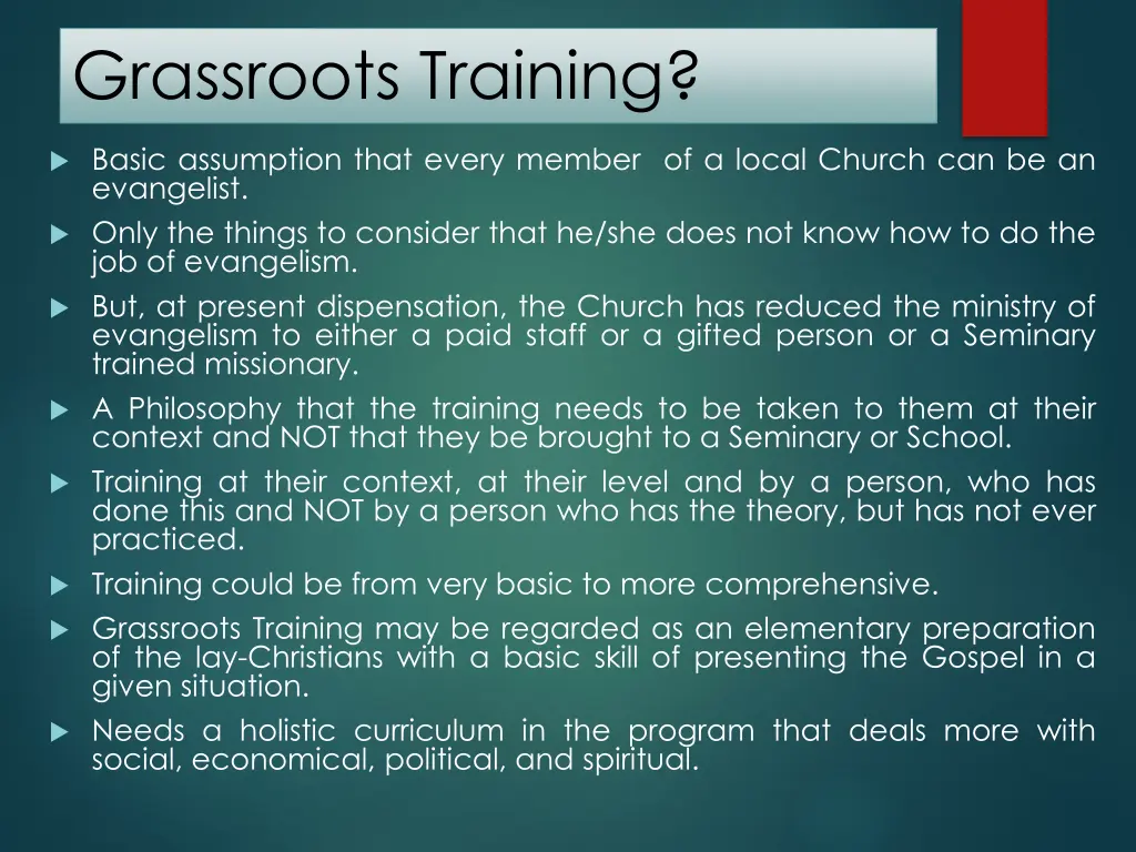 grassroots training