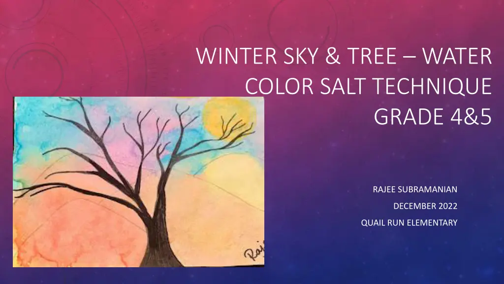 winter sky tree water color salt technique