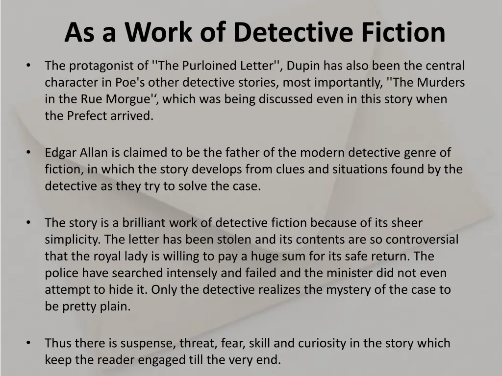 as a work of detective fiction