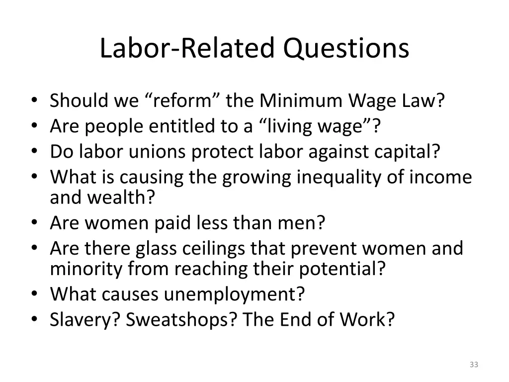 labor related questions