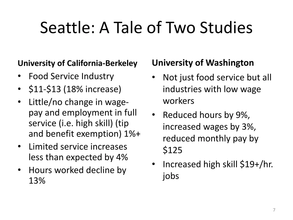 seattle a tale of two studies