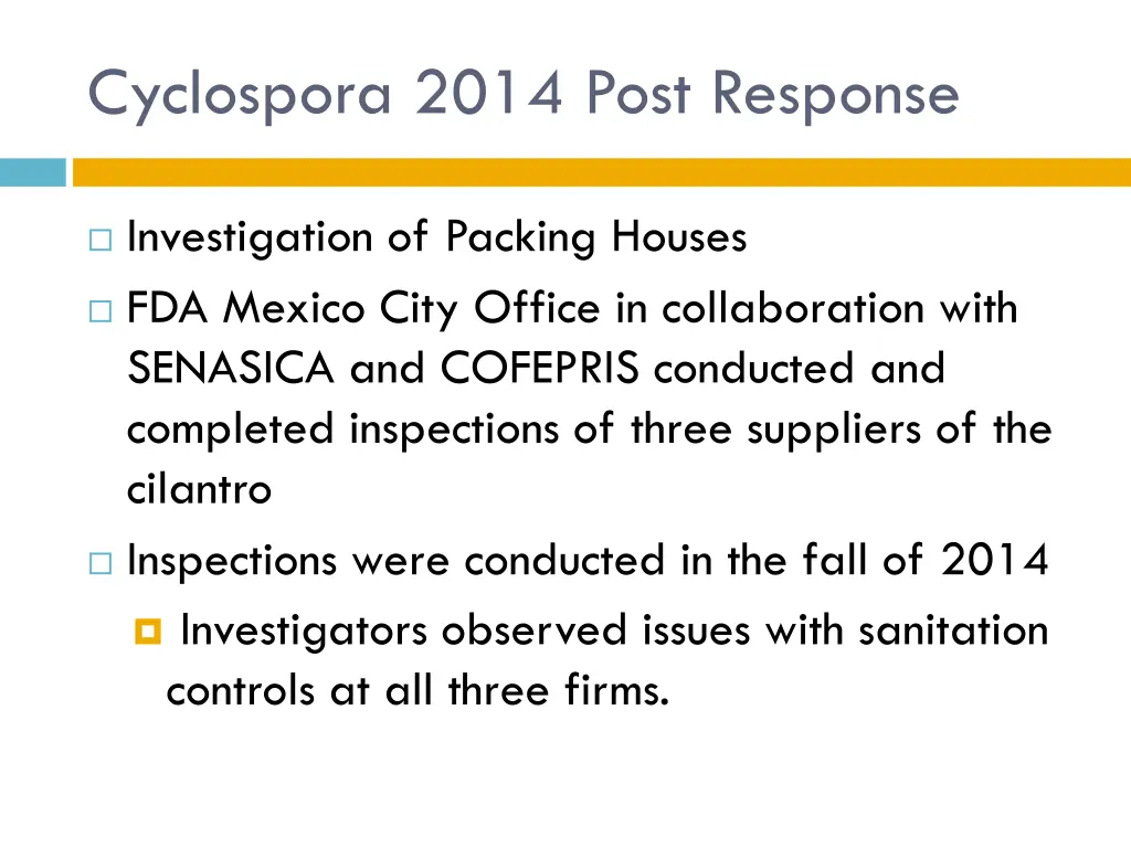 cyclospora 2014 post response