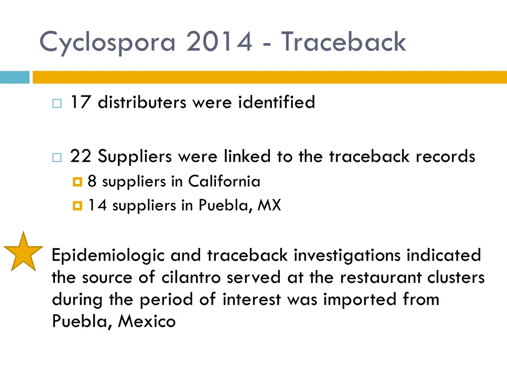 cyclospora 2014 traceback